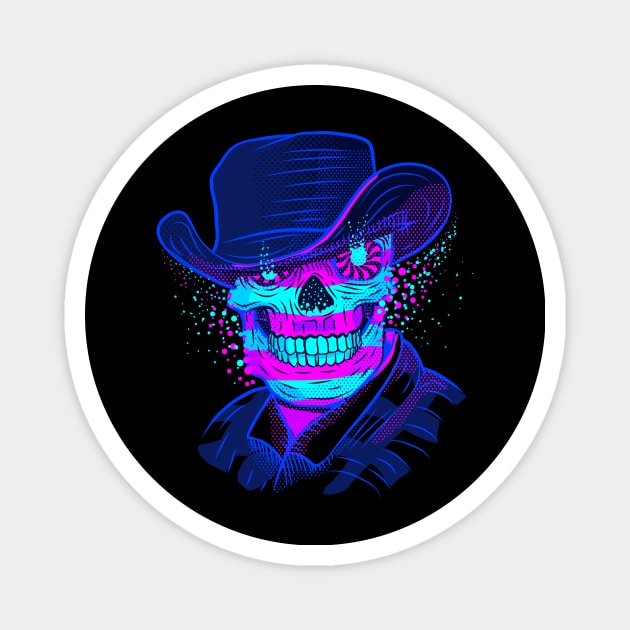 Neon Cowboy Skull Magnet by TOKEBI